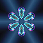 Blue Prism Flower Poster