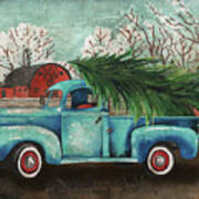 Blue Truck And Tree I Poster