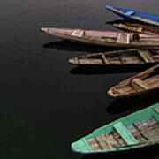 Boats In Dal Lake Poster