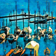 Boats In The Harbor Poster
