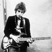 Bob Dylan Holding Bass Guitar Poster