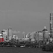 Boston Black And White Panorama Selective Color Poster