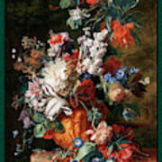 Bouquet Of Flowers In An Urn By Jan Van Huysum Poster