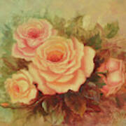 Cluster Of Soft Pink Roses. Poster
