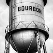 Bourbon Vintage Water Tower Up Close - Monochrome Poster