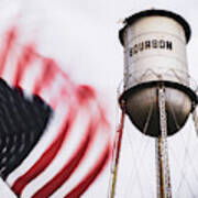 Bourbon Water Tower Usa Vintage - 1x1 Poster