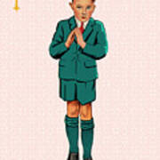 Boy Wearing Shorts Suit Poster