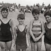 Boys Stand Smeared With Clay On Beach Poster