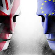 Brexit Head To Head Faces Uk And Eu Poster