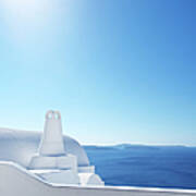 Bright Mediterranean Greek Island Scene Poster