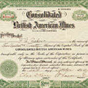 British American Mines Certificate Poster