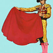 Bullfighter Holding A Red Cape Poster