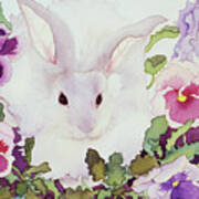 Bunny With Pansies Poster