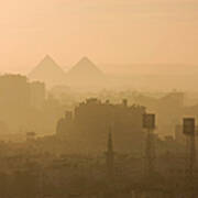 Cairo Skyline And The Pyramids On Dusty Poster