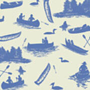 Canoe Pattern Blue Poster