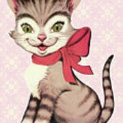 Cat With Bow Poster