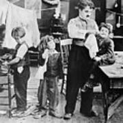 Charlie Chaplin And Three Small Children Poster
