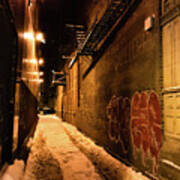 Chicago Alleyway At Night Poster