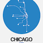 Chicago Blue Subway Map Poster