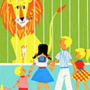 Children At The Zoo Poster