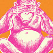 Chimpanzee Covering Its Eyes Poster
