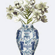 Chinoiserie Arabian Star White, Blue Vase Poster