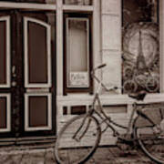 City Bike Downtown In Sepia Poster