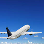 Civil Jet Airliner Taking Off Into A Blue Sky Poster