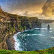 Cliffs Of Moher At Sunset Co Clare Poster