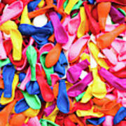 Close-up Of Many Colorful Children's Balloons, Background For Mo Poster