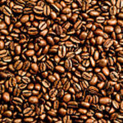 Close Up Of Medium Roasted Coffee Beans Poster