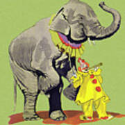 Clown With Elephant Poster