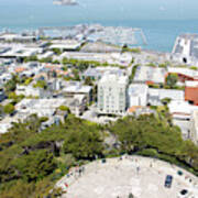 Coit Tower Parking Circle On Telegraph Hill Overlooking Pier 39 And Alcatraz San Francisco R603 Poster