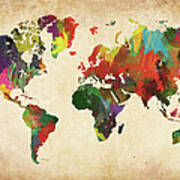 Colored World Map Xxxl Poster