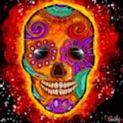 Colorful Abstract Skull And Fireball Poster