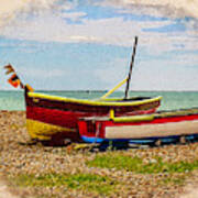 Colorful Boats On Beach Poster