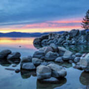 Colorful Sunset At Sand Harbor Poster