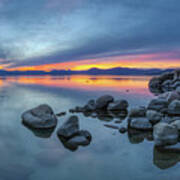 Colorful Sunset At Sand Harbor Panorama Poster