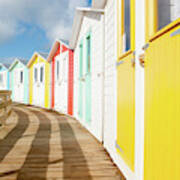 Colourful Bude Beach Huts Poster