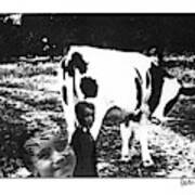 Cow With Children Poster