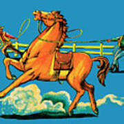 Cowboys Roping A Horse Poster