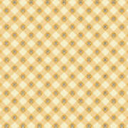 Cream Floral Gingham Pattern Poster