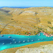 Croatia, Dalmatia, Kornati Islands, Balkans, Mediterranean Sea, Adriatic Sea, Adriatic Coast, Aerial View Of The Vrulje Bay Poster