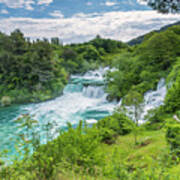 Croatia, Dalmatia, Krka National Park, Waterfalls And Mill Building At Skradinski Buk Poster