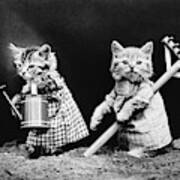 Cute Kittens Gardening - Harry Whittier Frees Poster