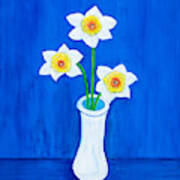 Daffodils On Blue Poster