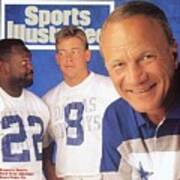 Dallas Cowboys Coach Barry Switzer, Qb Troy Aikman, And Sports Illustrated Cover Poster