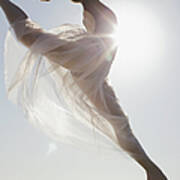 Dancer Leaping On Beach Poster