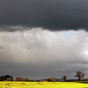 Dark Storm Clouds Over Farmland Poster