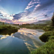 Deadwood River Reflection Sunrise Poster